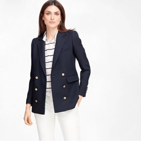Brooks Brothers Jackets & Blazers - Brooks Brothers navy double breasted womens suit jacket 8 gold buttons blazer